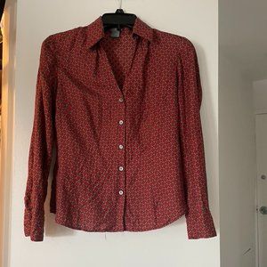 Ann Taylor 100% Silk Red Blouse 4P